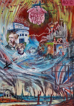 Oil on canvas painting, Elements Panel 5 of the Norwich Climate Change Mural