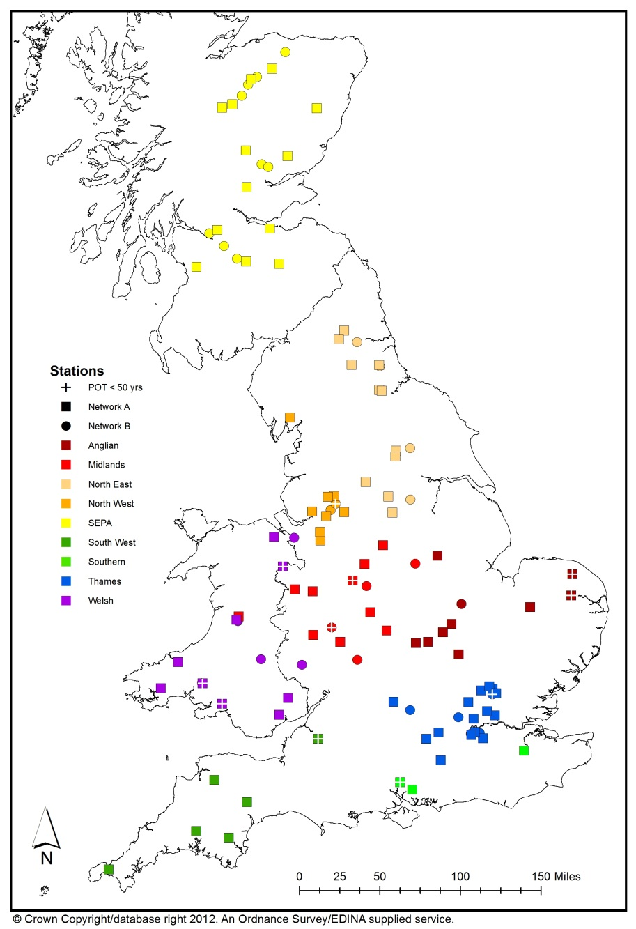 Gauging stations map