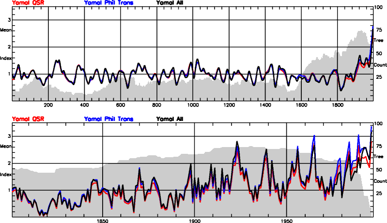 Comparison of Yamal_All and previously published RCS chronologies
