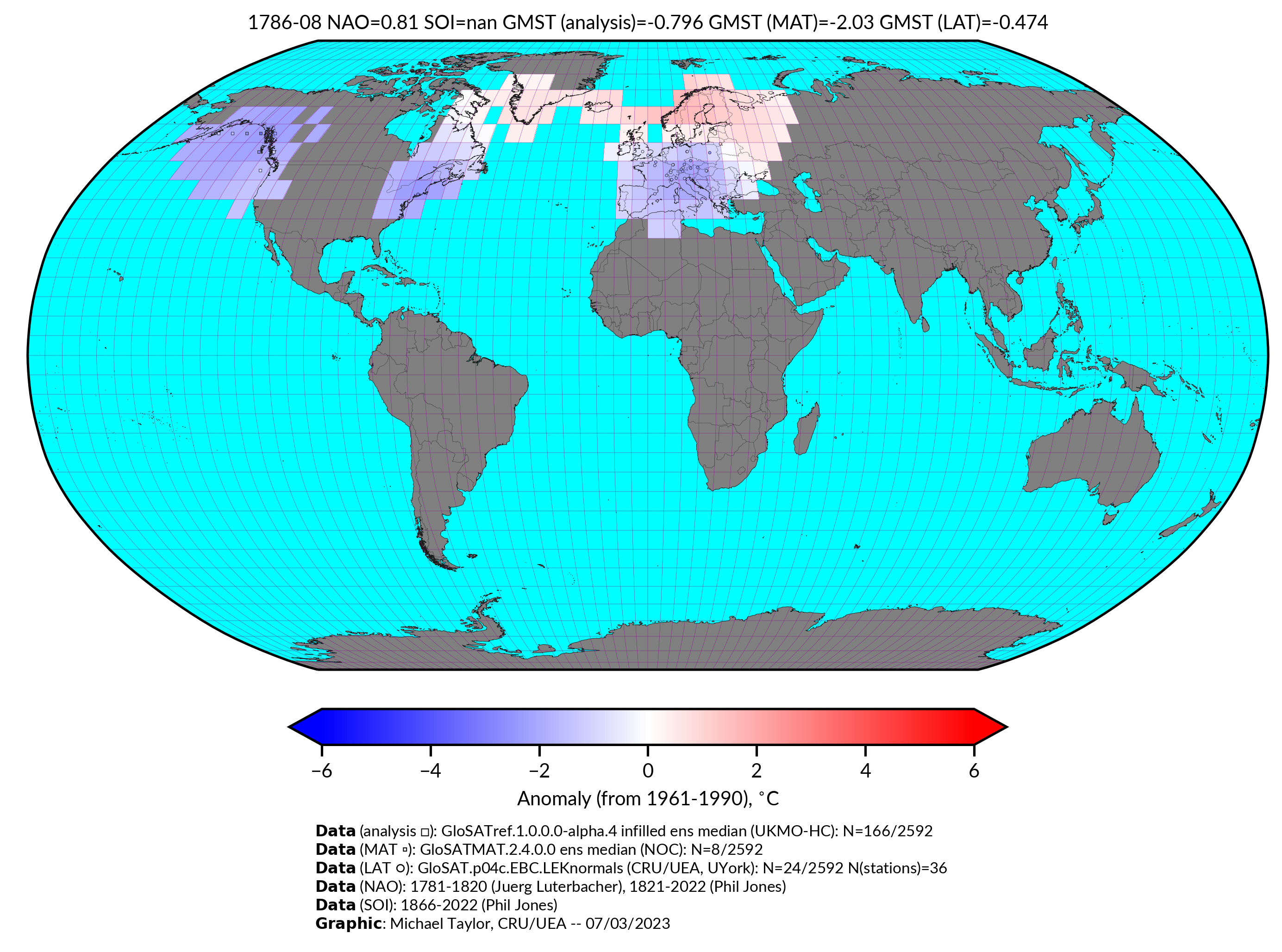 GloSAT temperature anomalies for Aug 1786