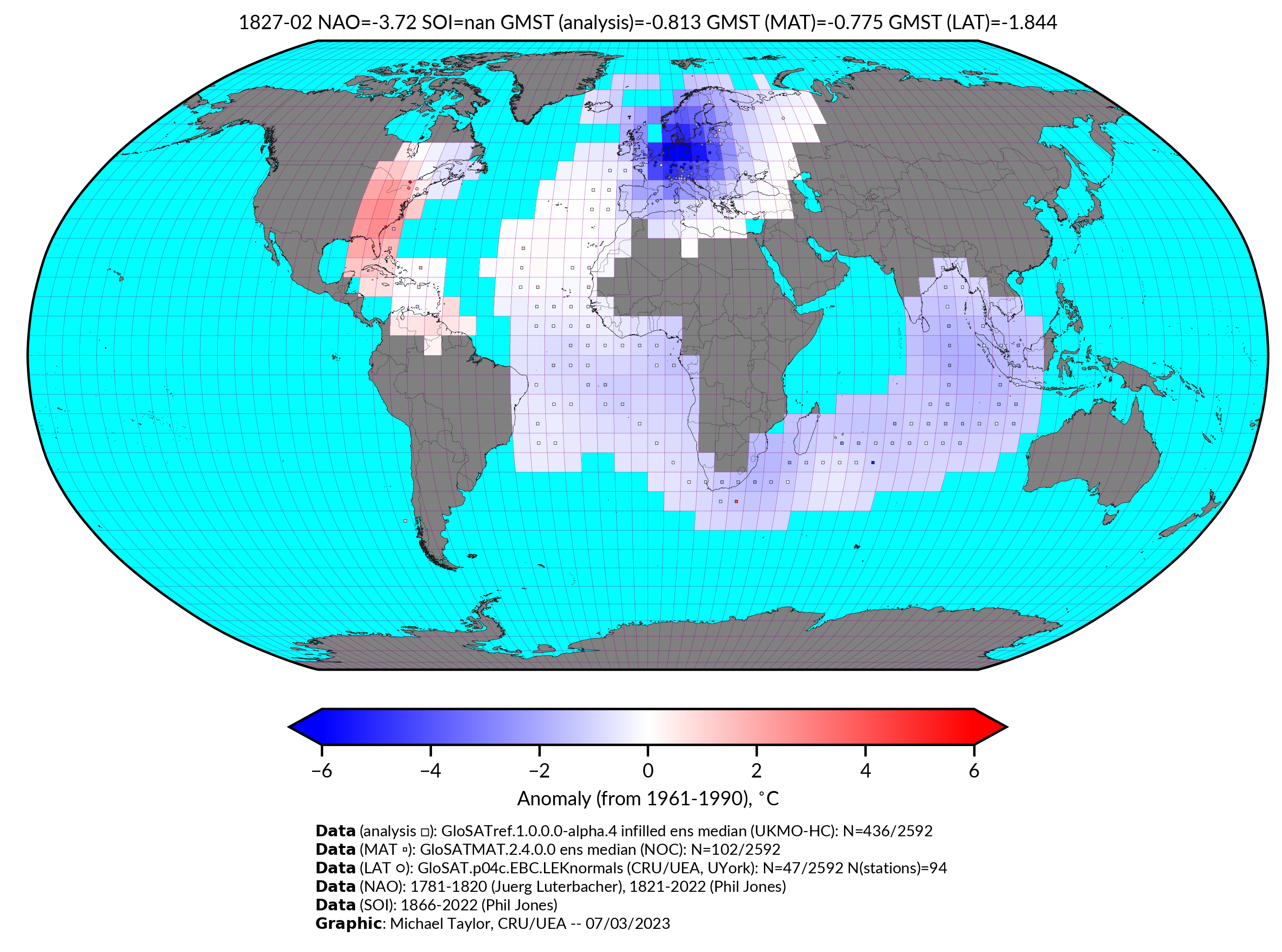 GloSAT temperature anomalies for Feb 1827
