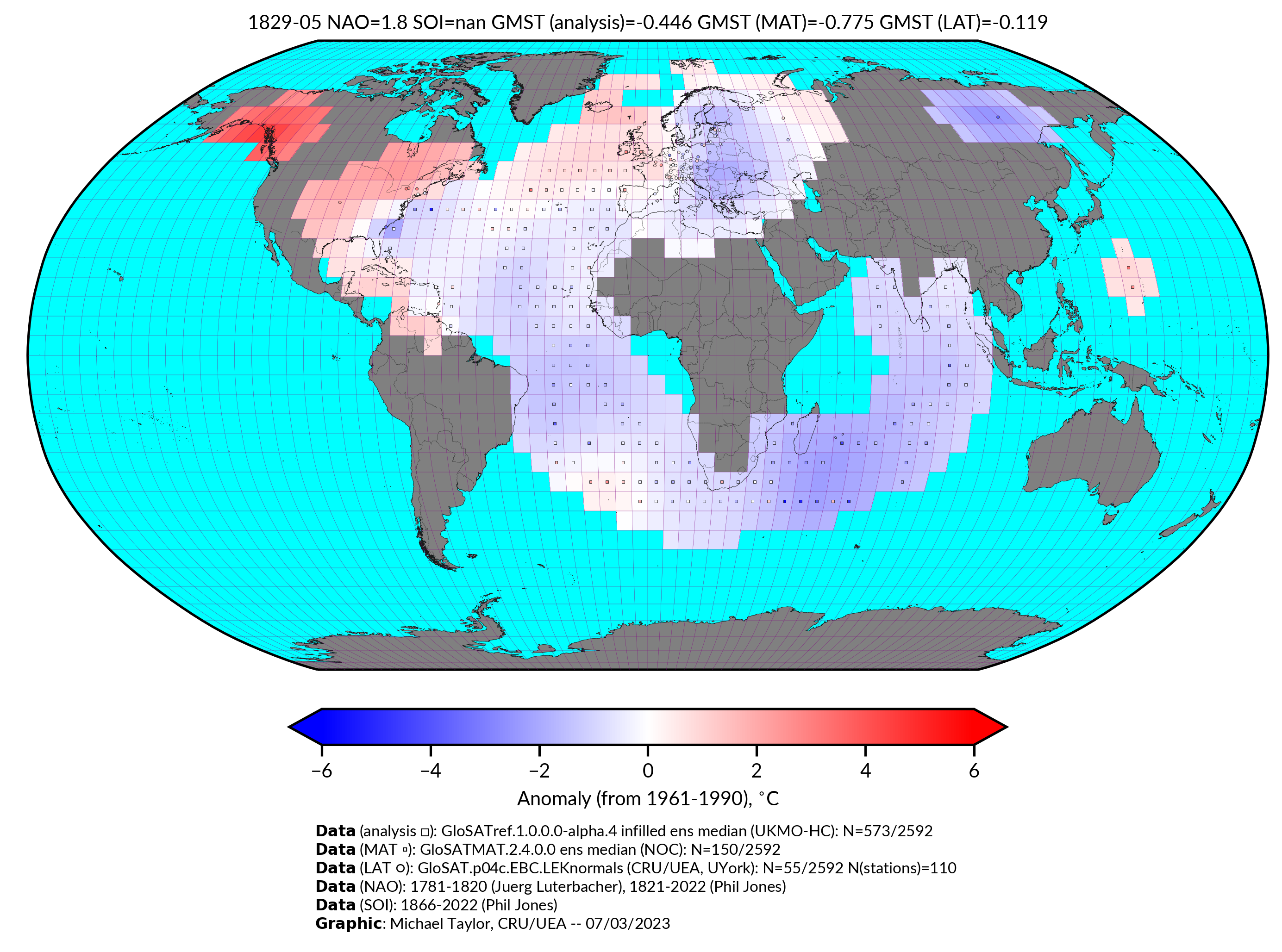 GloSAT temperature anomalies for May 1829