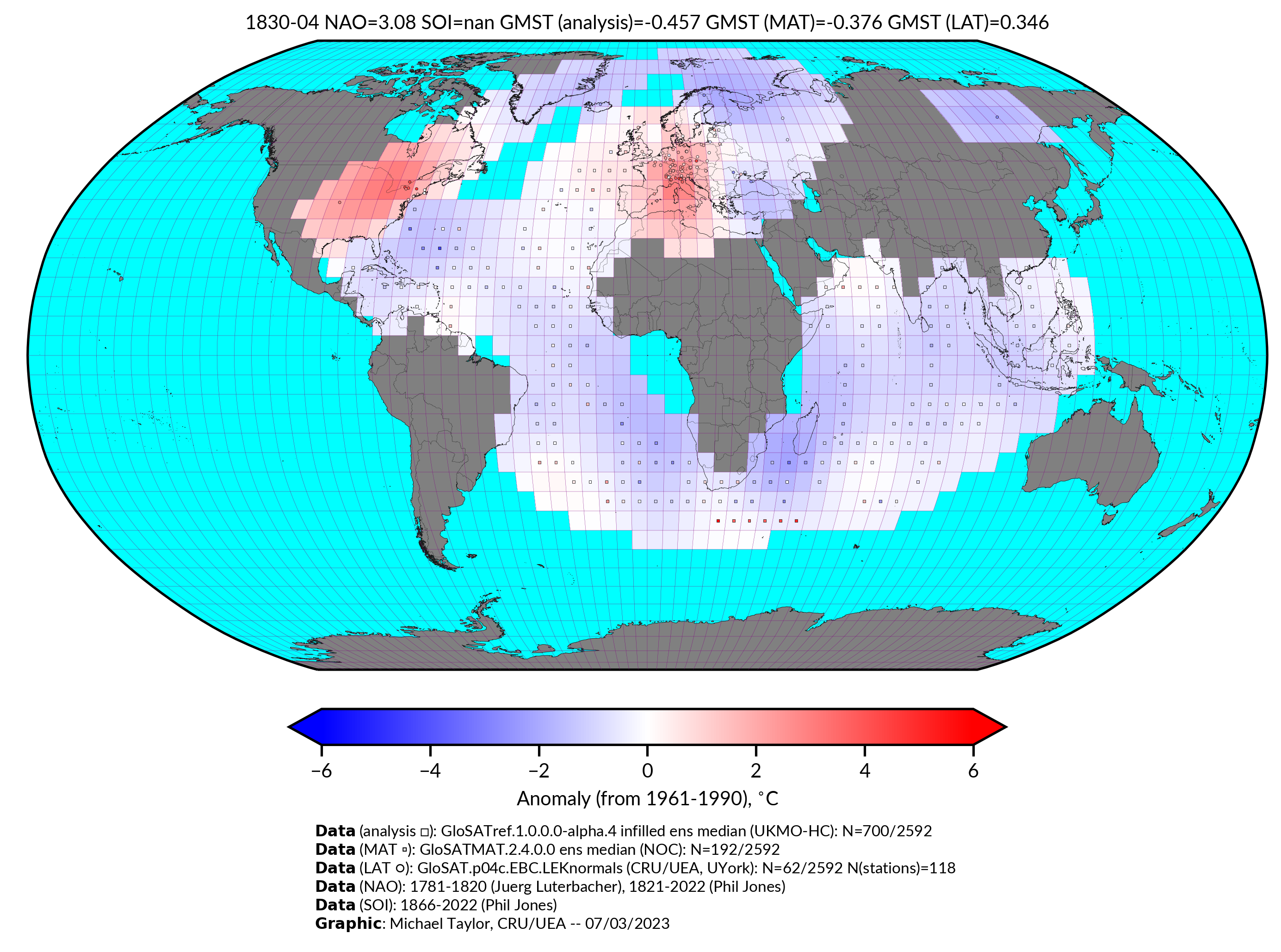 GloSAT temperature anomalies for Apr 1830