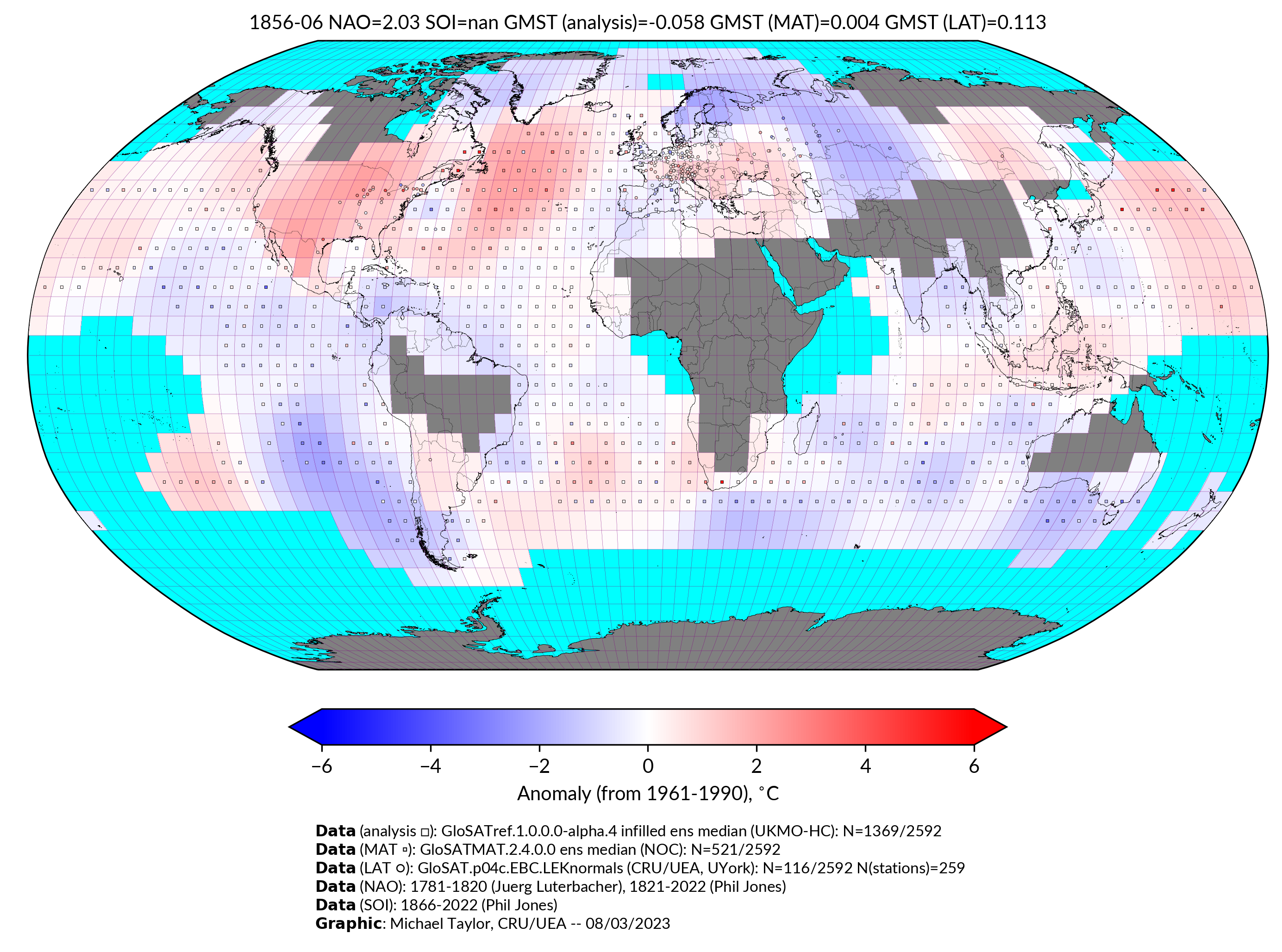 GloSAT temperature anomalies for Jun 1856