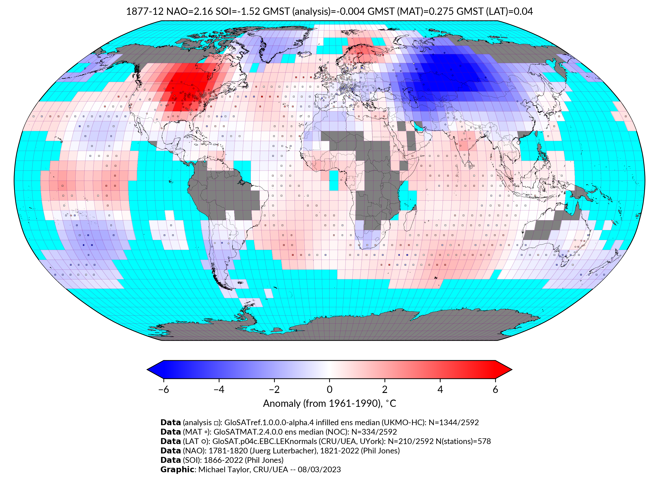 GloSAT temperature anomalies for Dec 1877