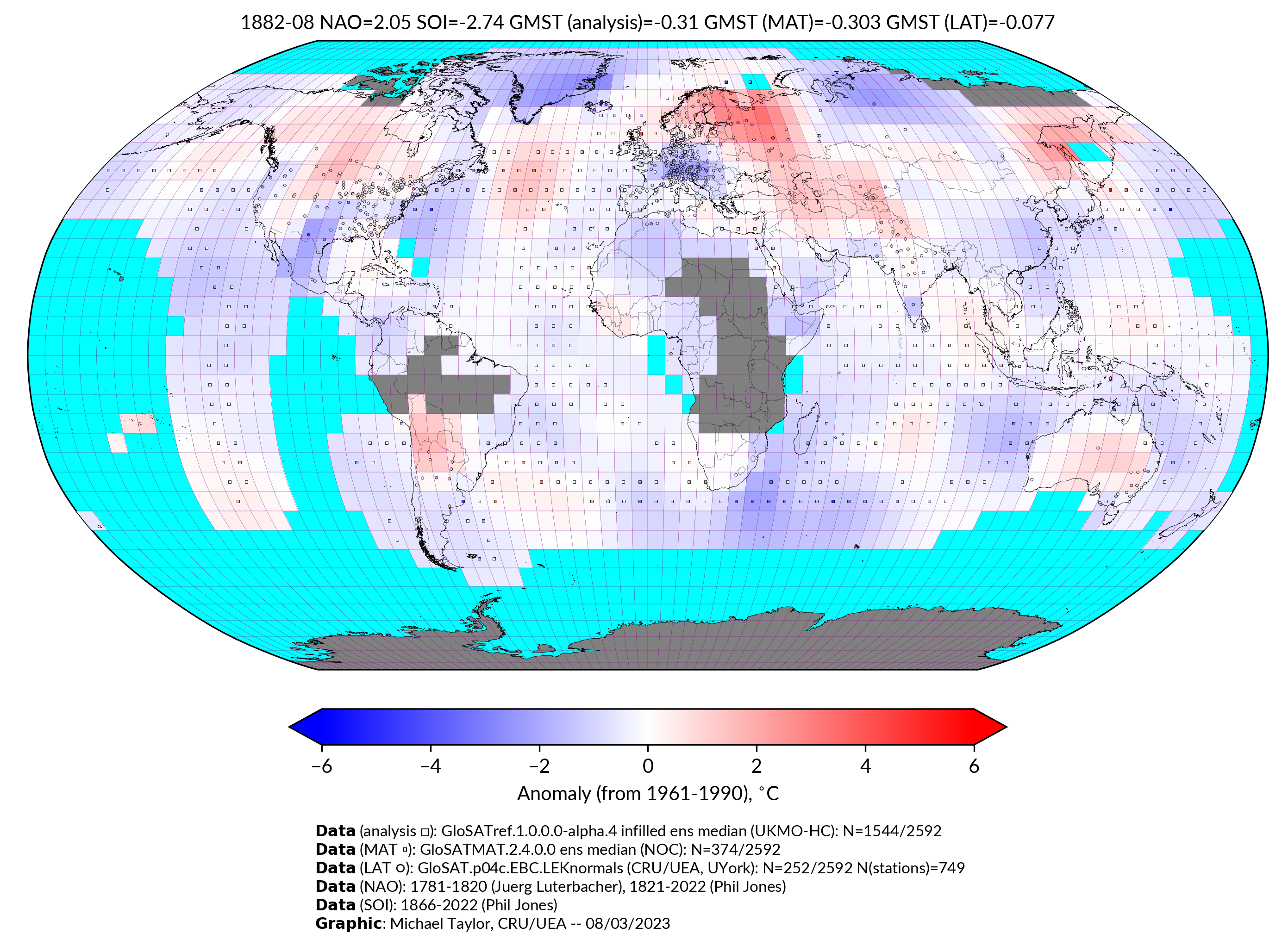 GloSAT temperature anomalies for Aug 1882