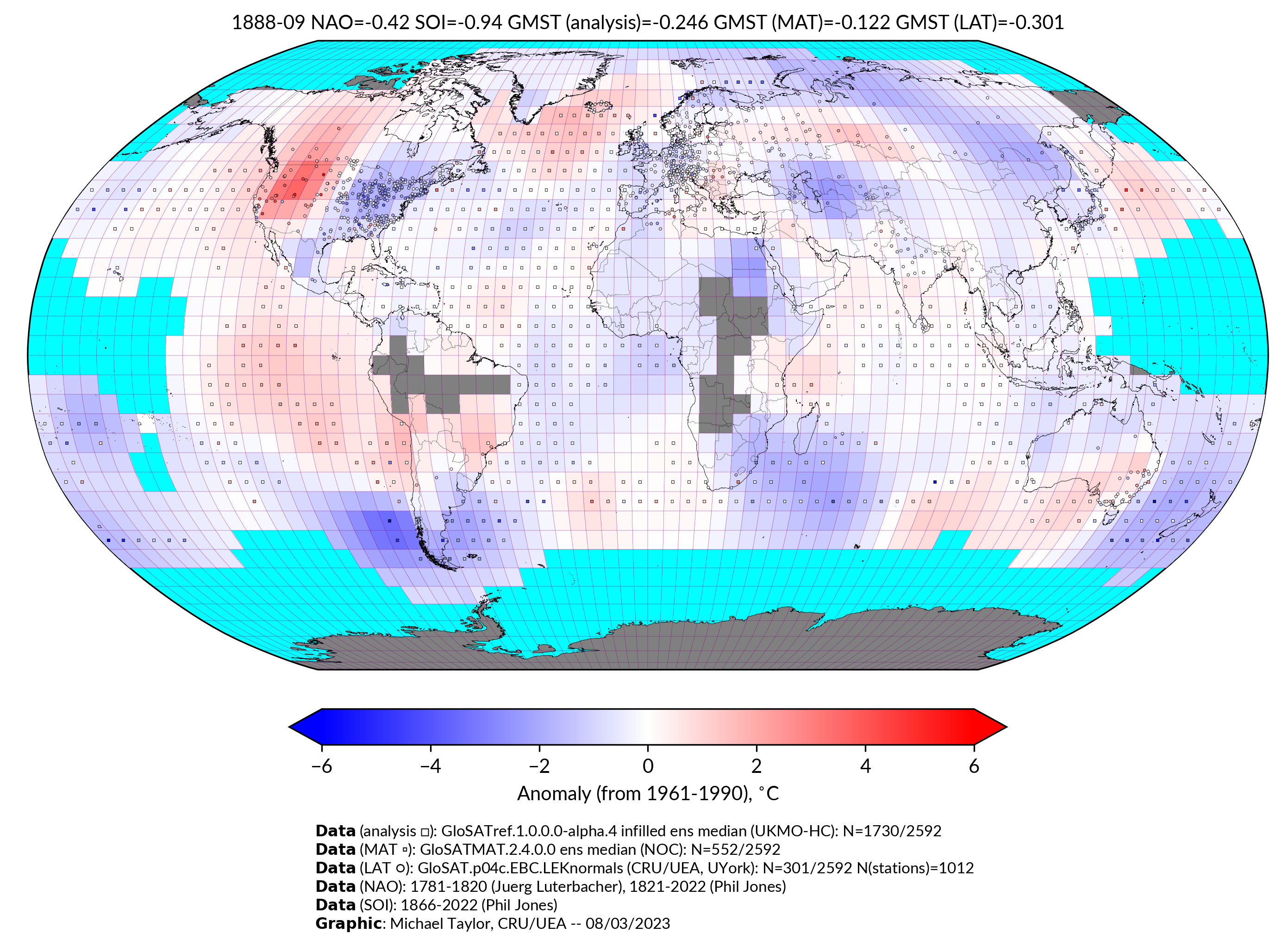 GloSAT temperature anomalies for Sep 1888