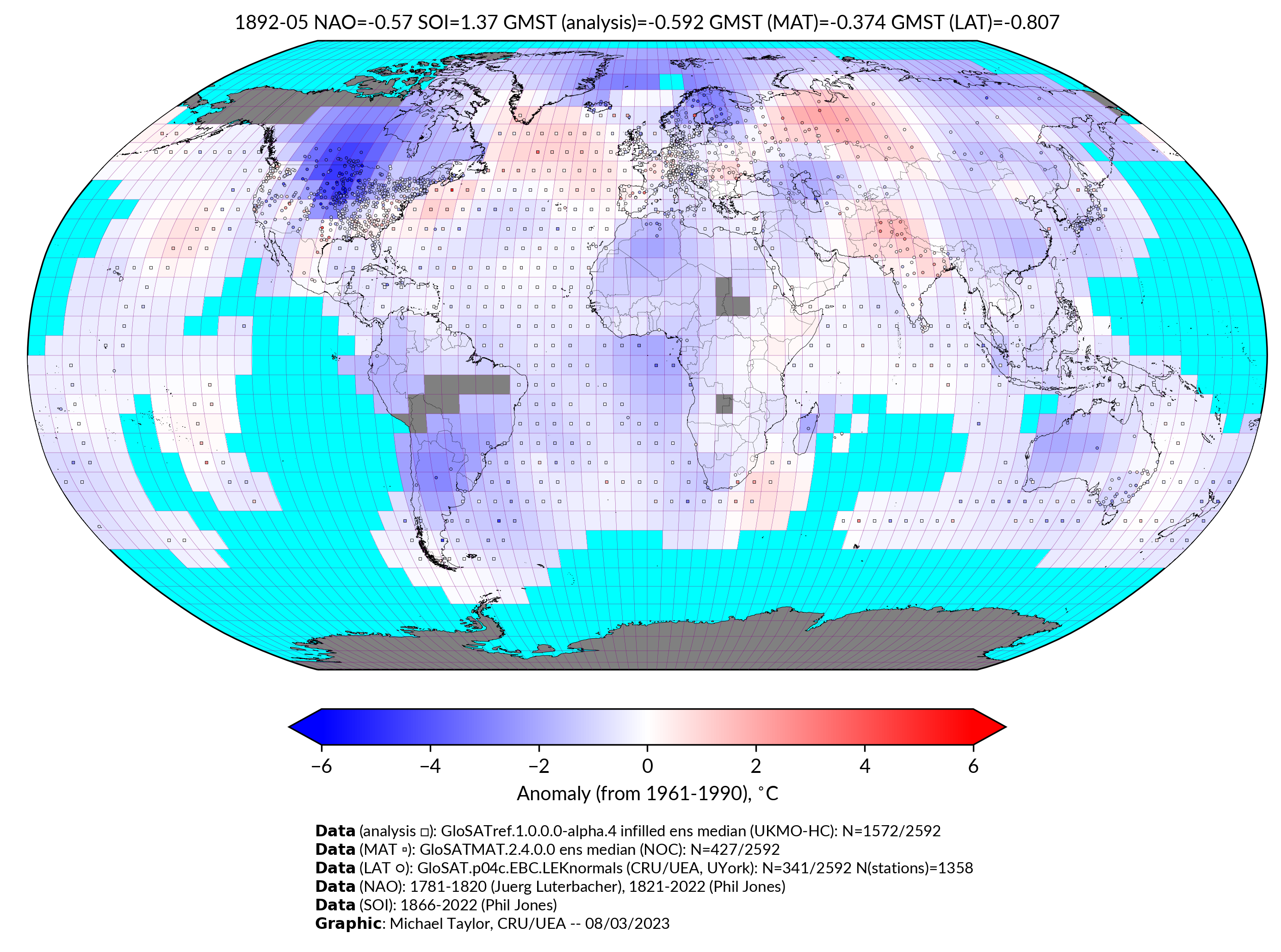 GloSAT temperature anomalies for May 1892