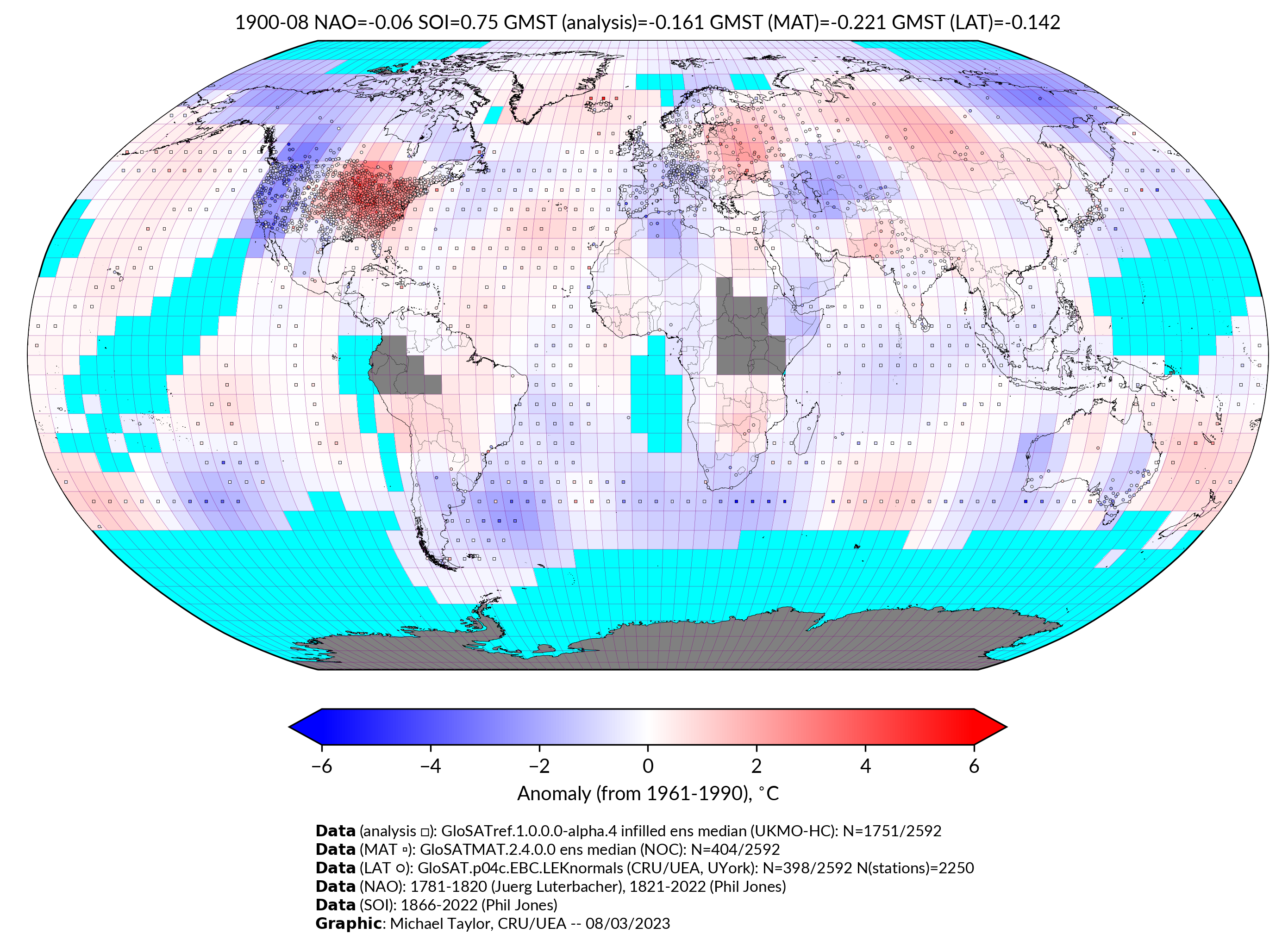 GloSAT temperature anomalies for Aug 1900