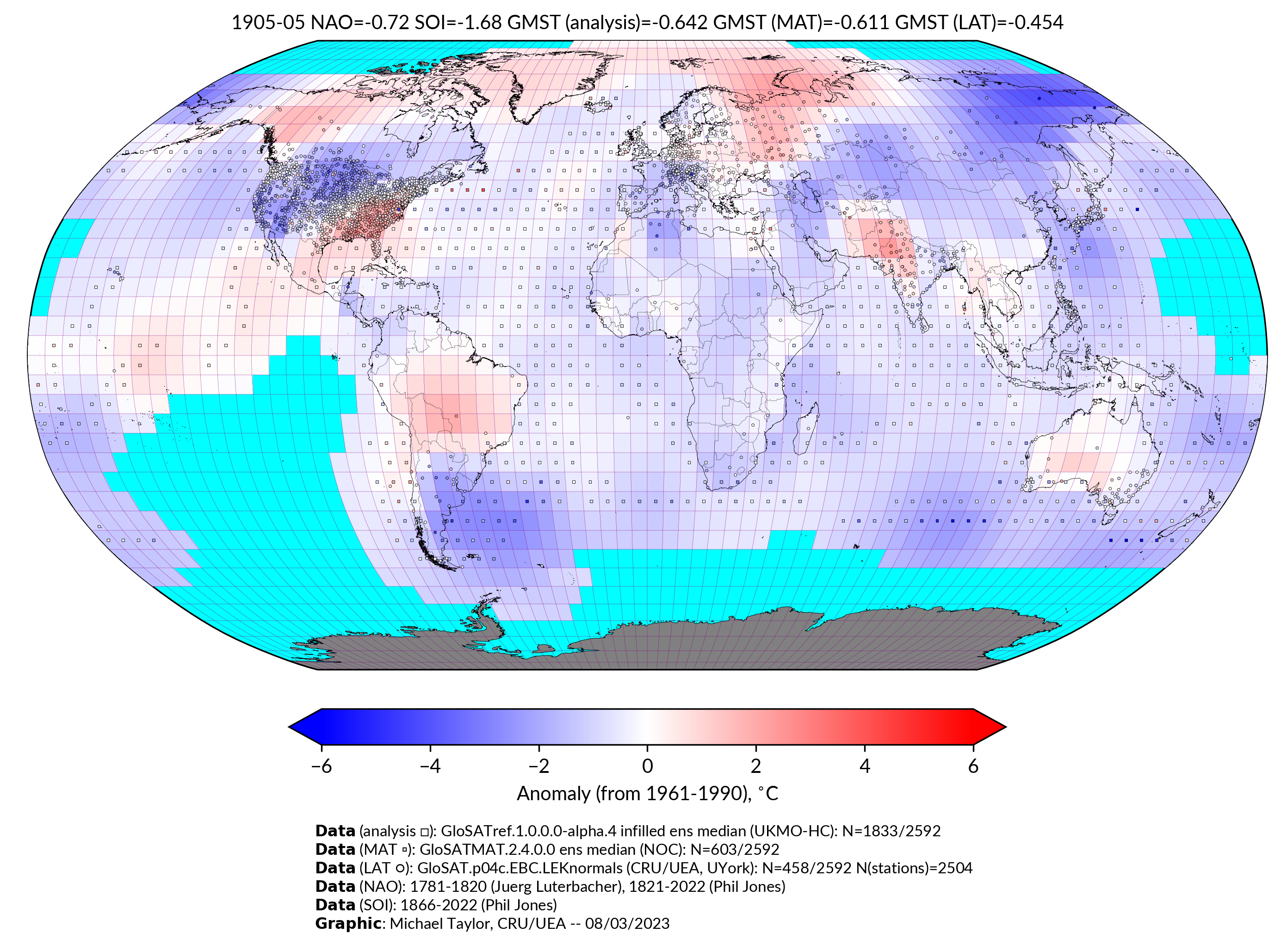 GloSAT temperature anomalies for May 1905