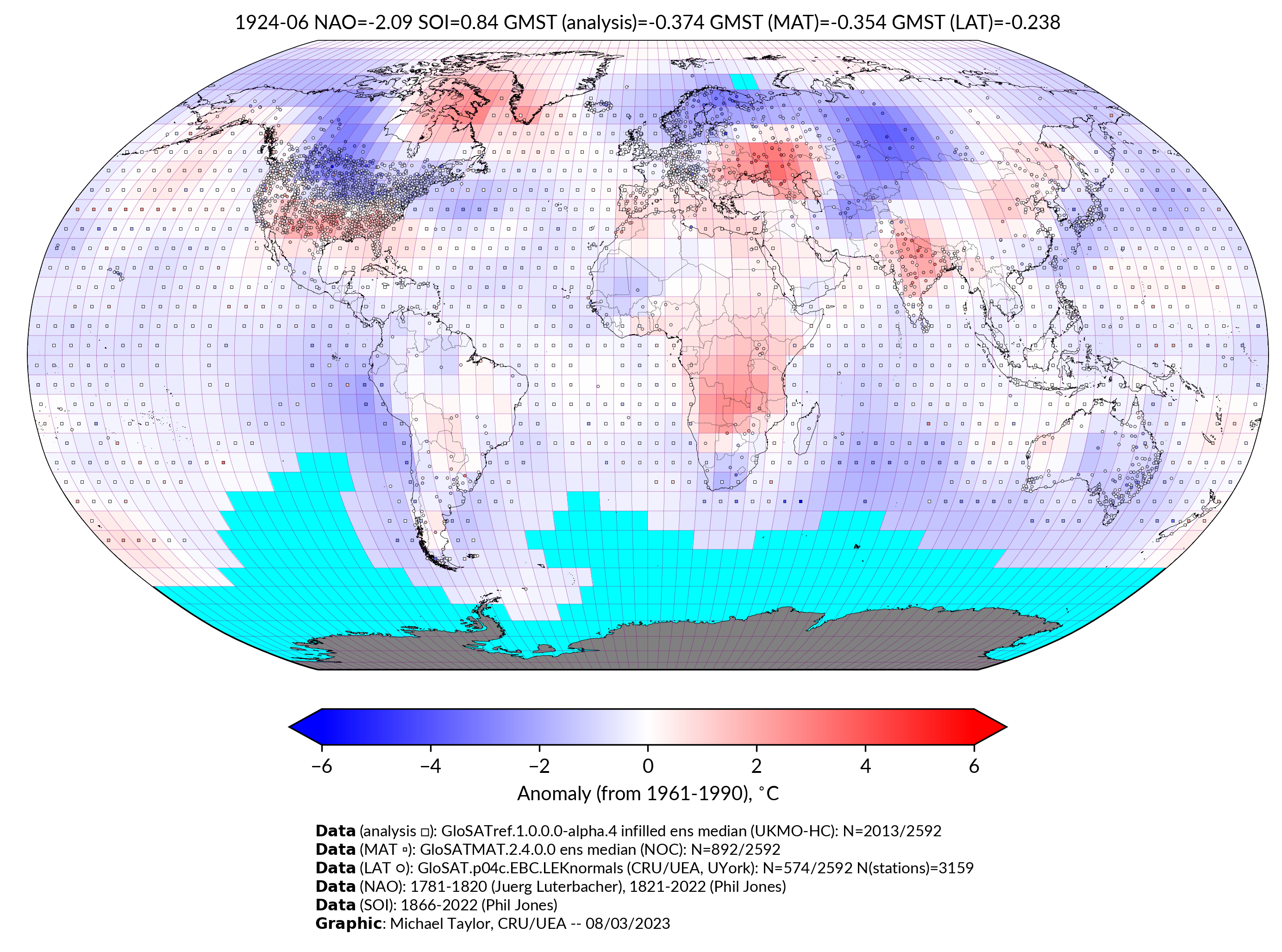 GloSAT temperature anomalies for Jun 1924