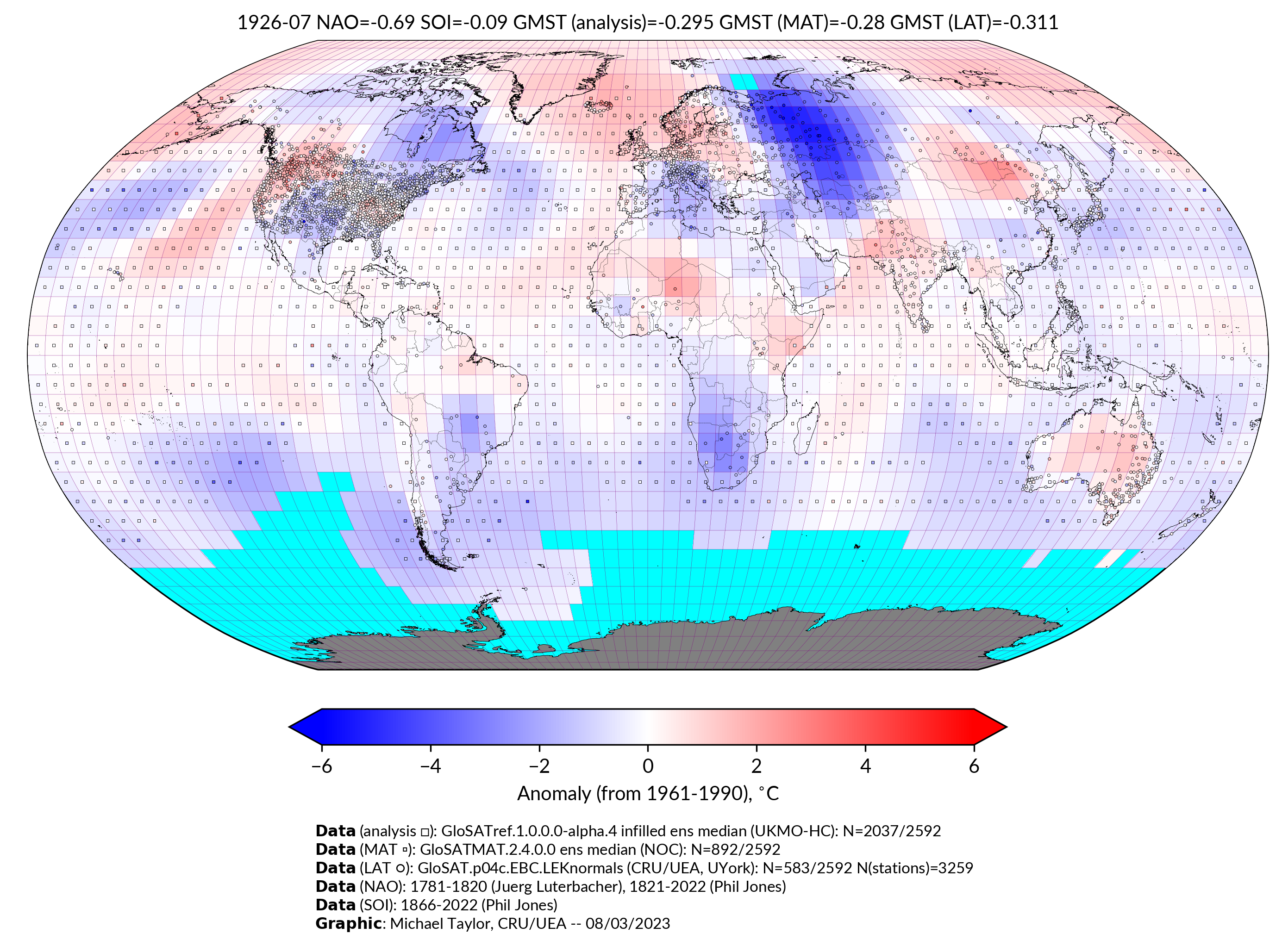 GloSAT temperature anomalies for Jul 1926
