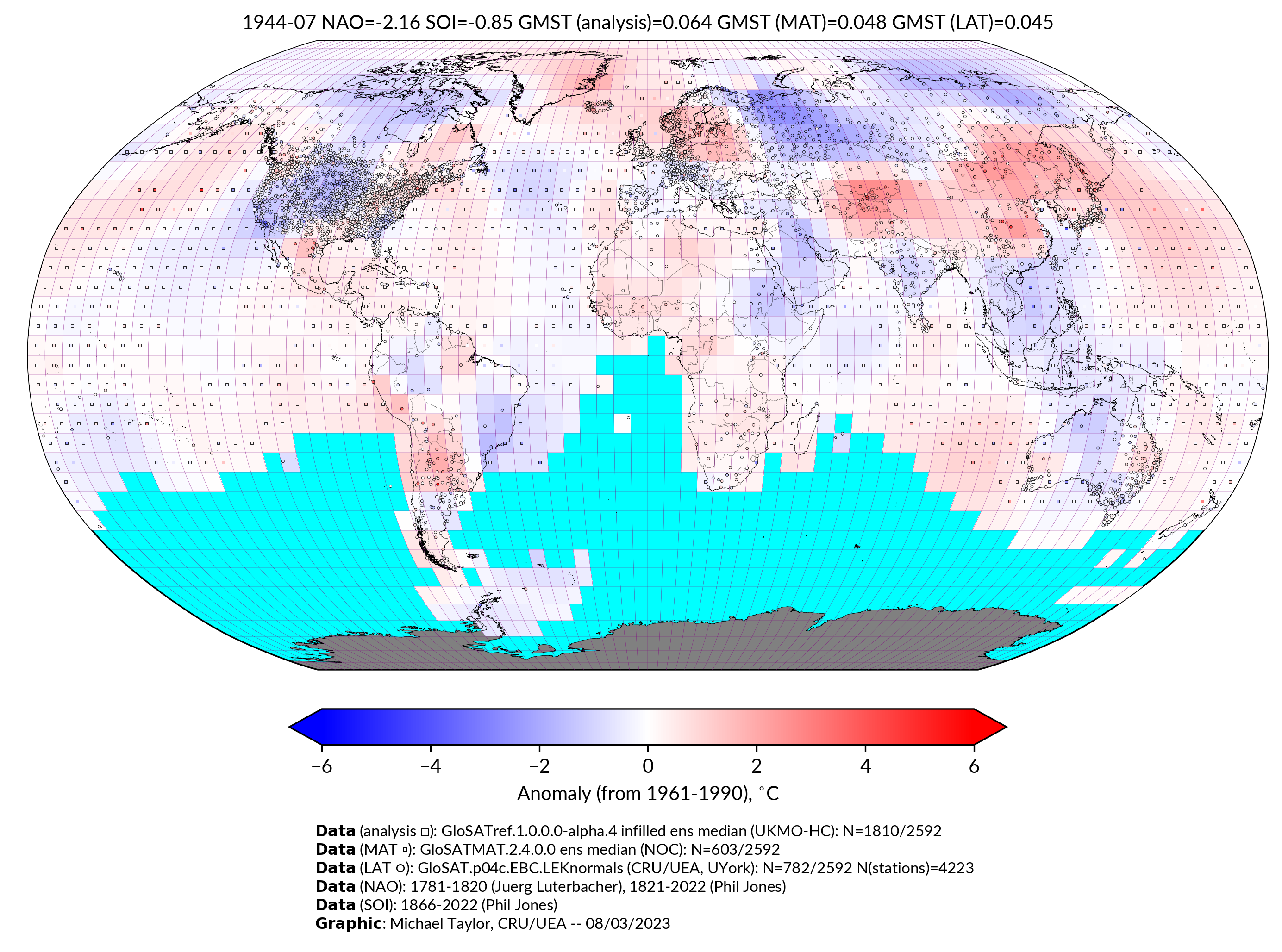 GloSAT temperature anomalies for Jul 1944