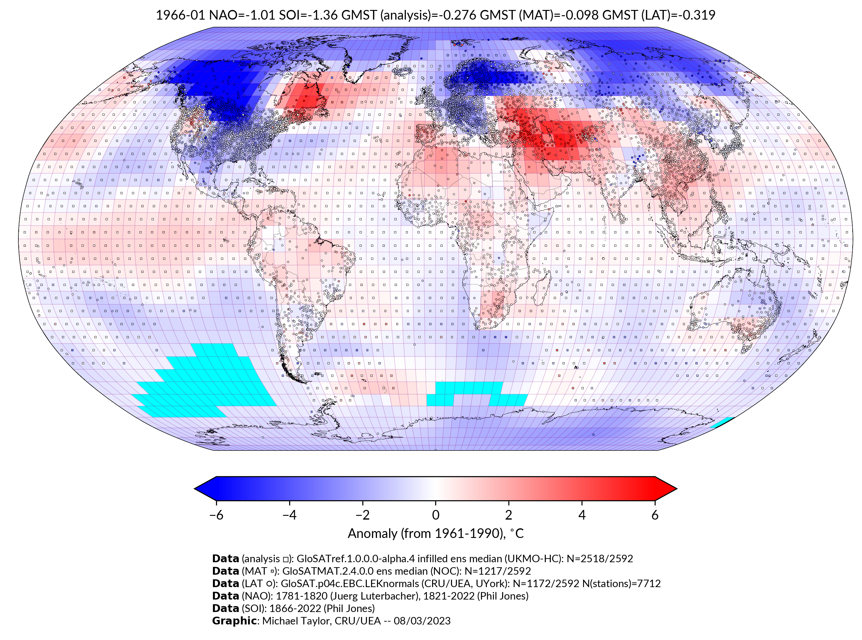 GloSAT temperature anomalies for Jan 1966