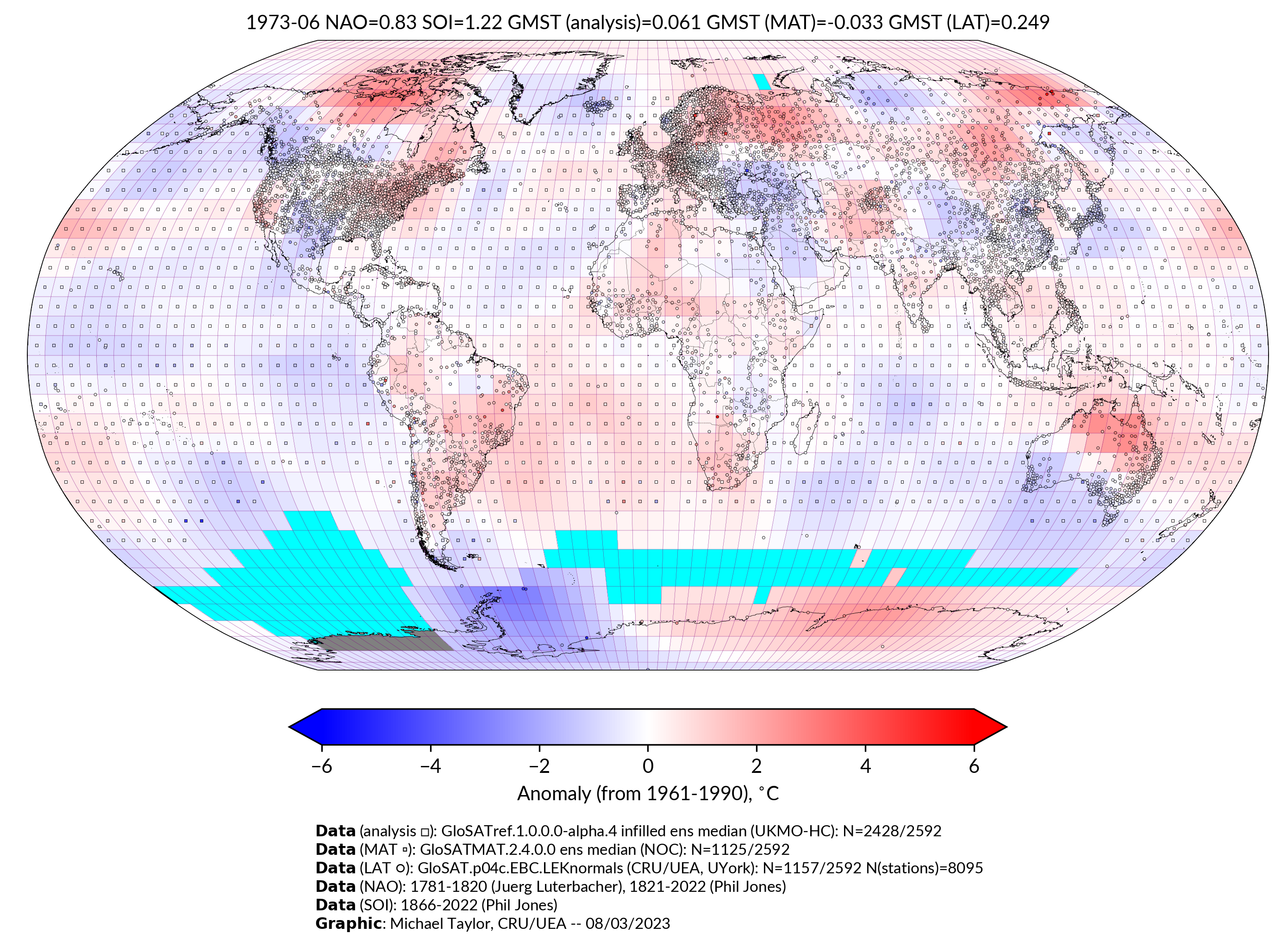 GloSAT temperature anomalies for Jun 1973