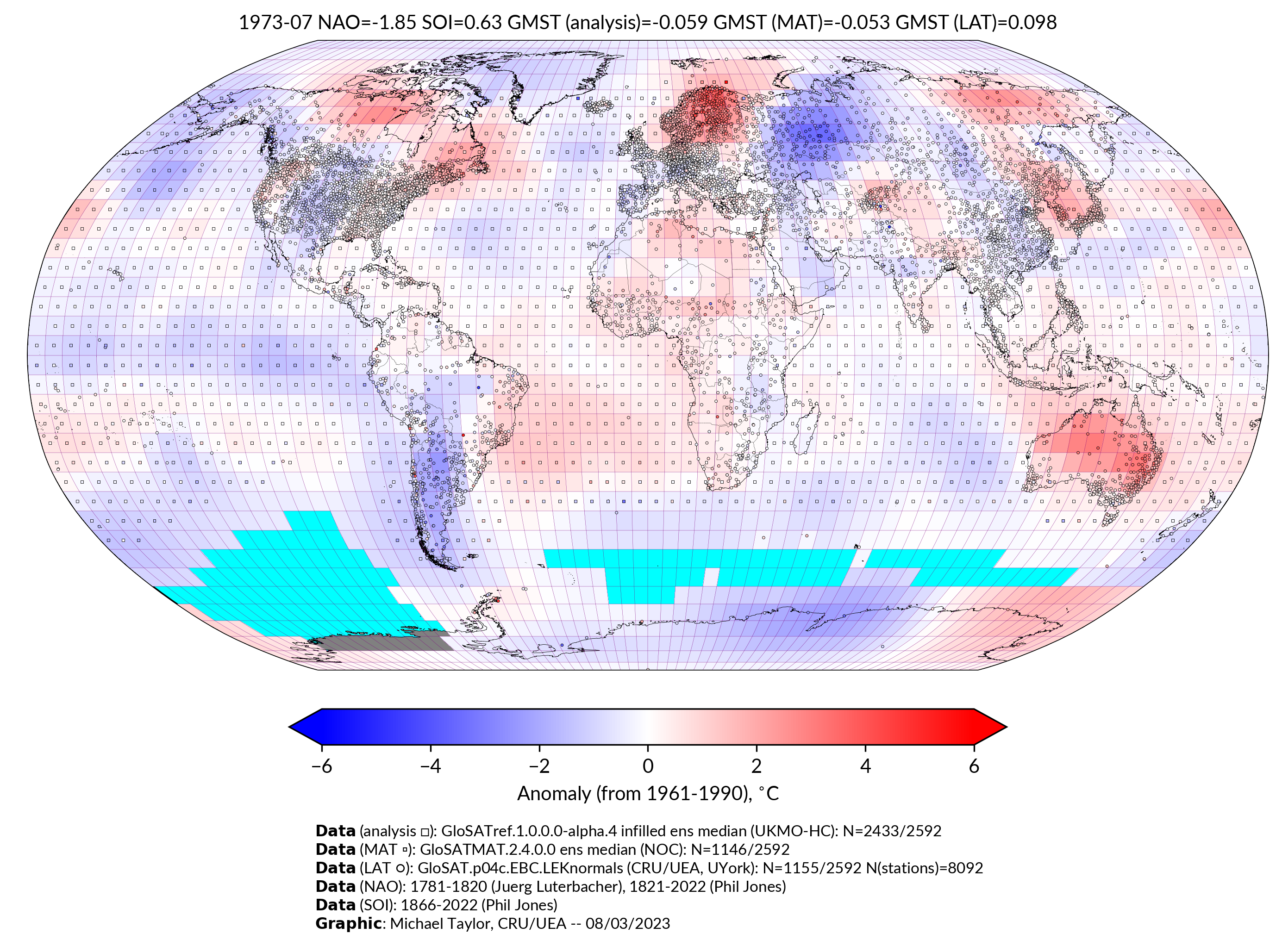 GloSAT temperature anomalies for Jul 1973
