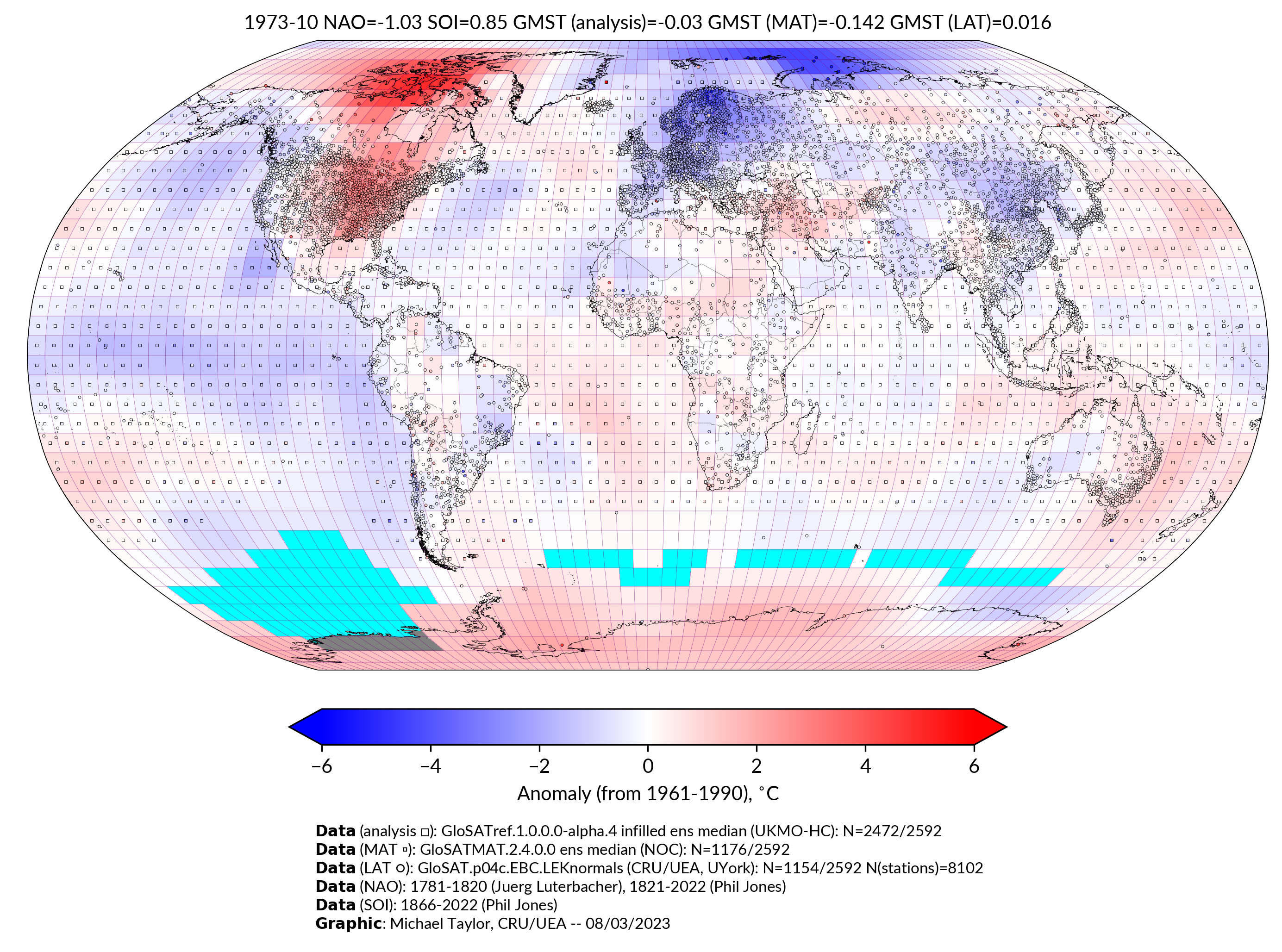 GloSAT temperature anomalies for Oct 1973
