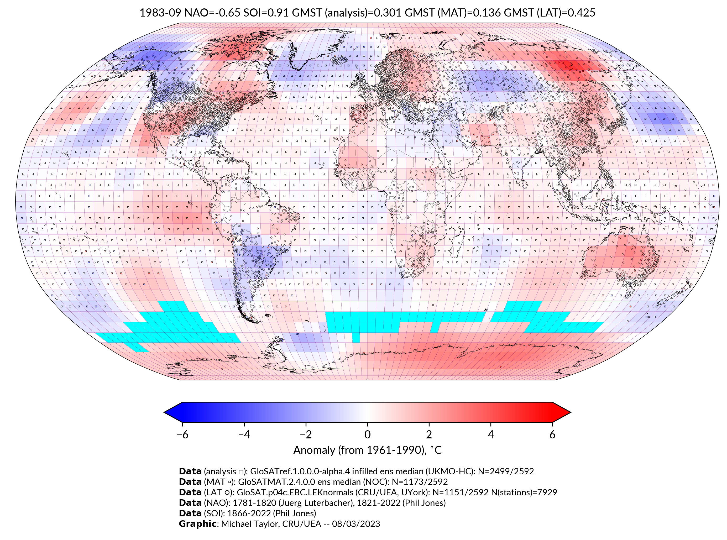 GloSAT temperature anomalies for Sep 1983