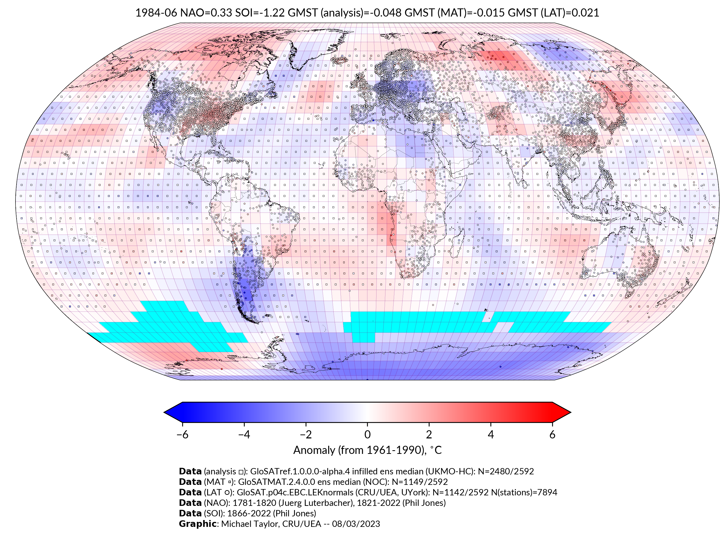 GloSAT temperature anomalies for Jun 1984