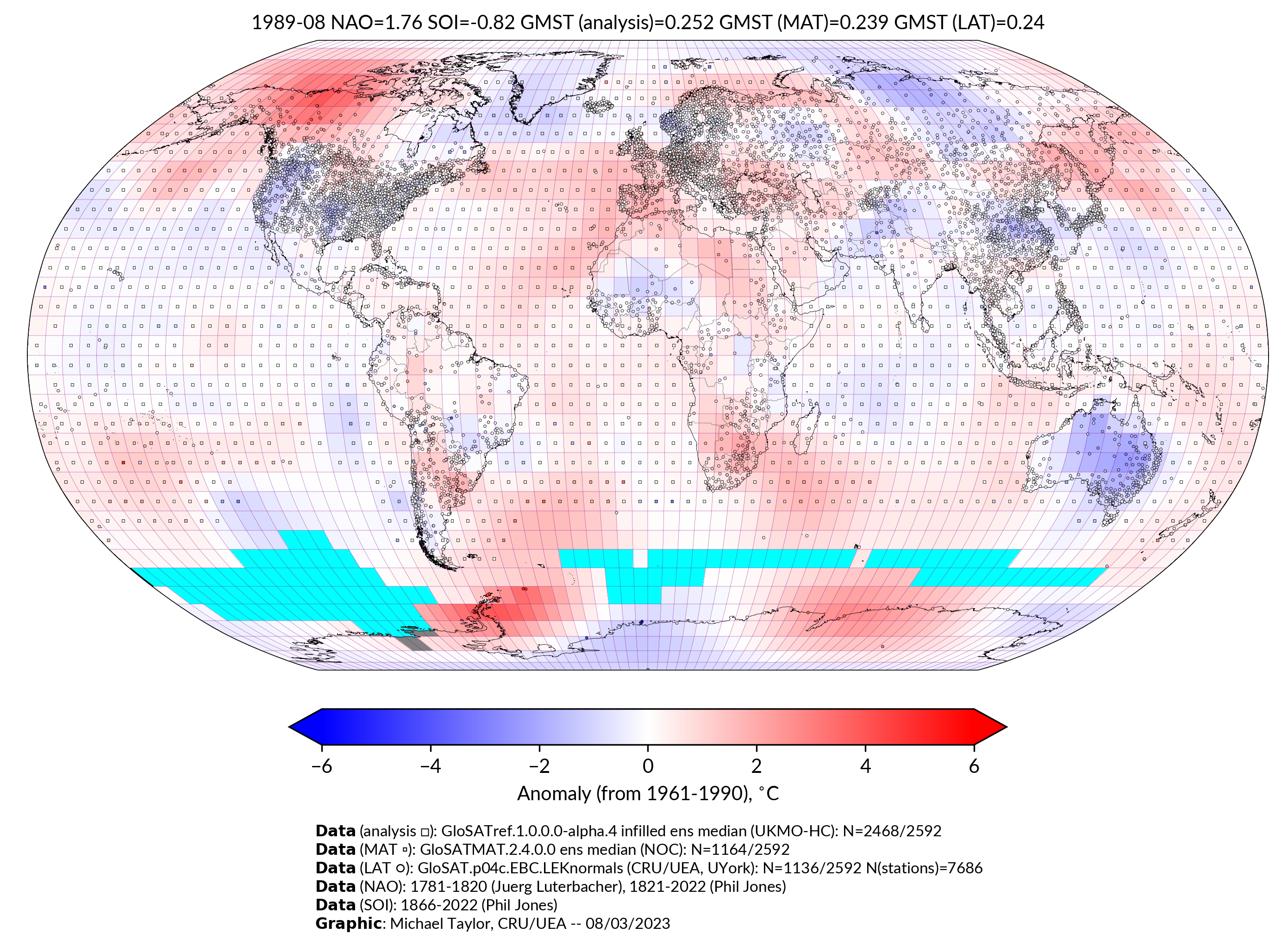 GloSAT temperature anomalies for Aug 1989