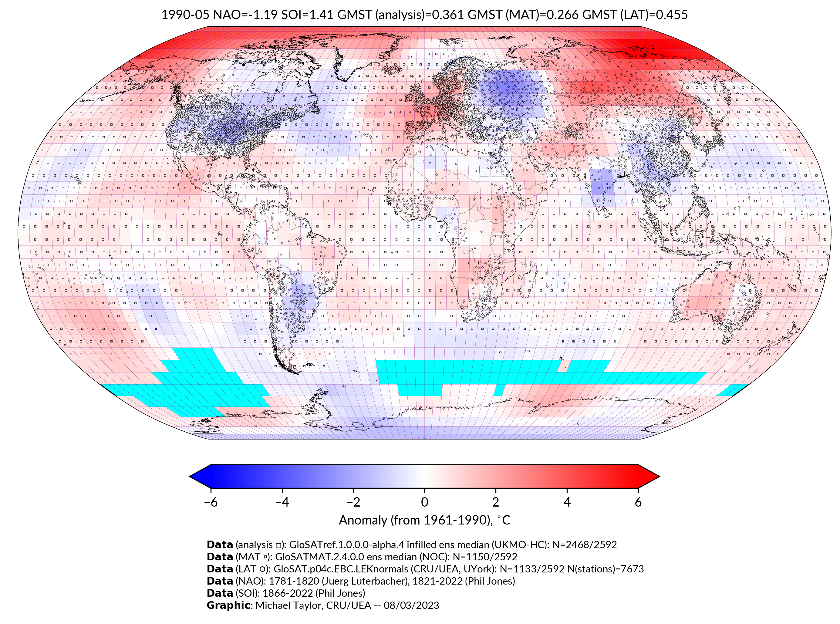 GloSAT temperature anomalies for May 1990