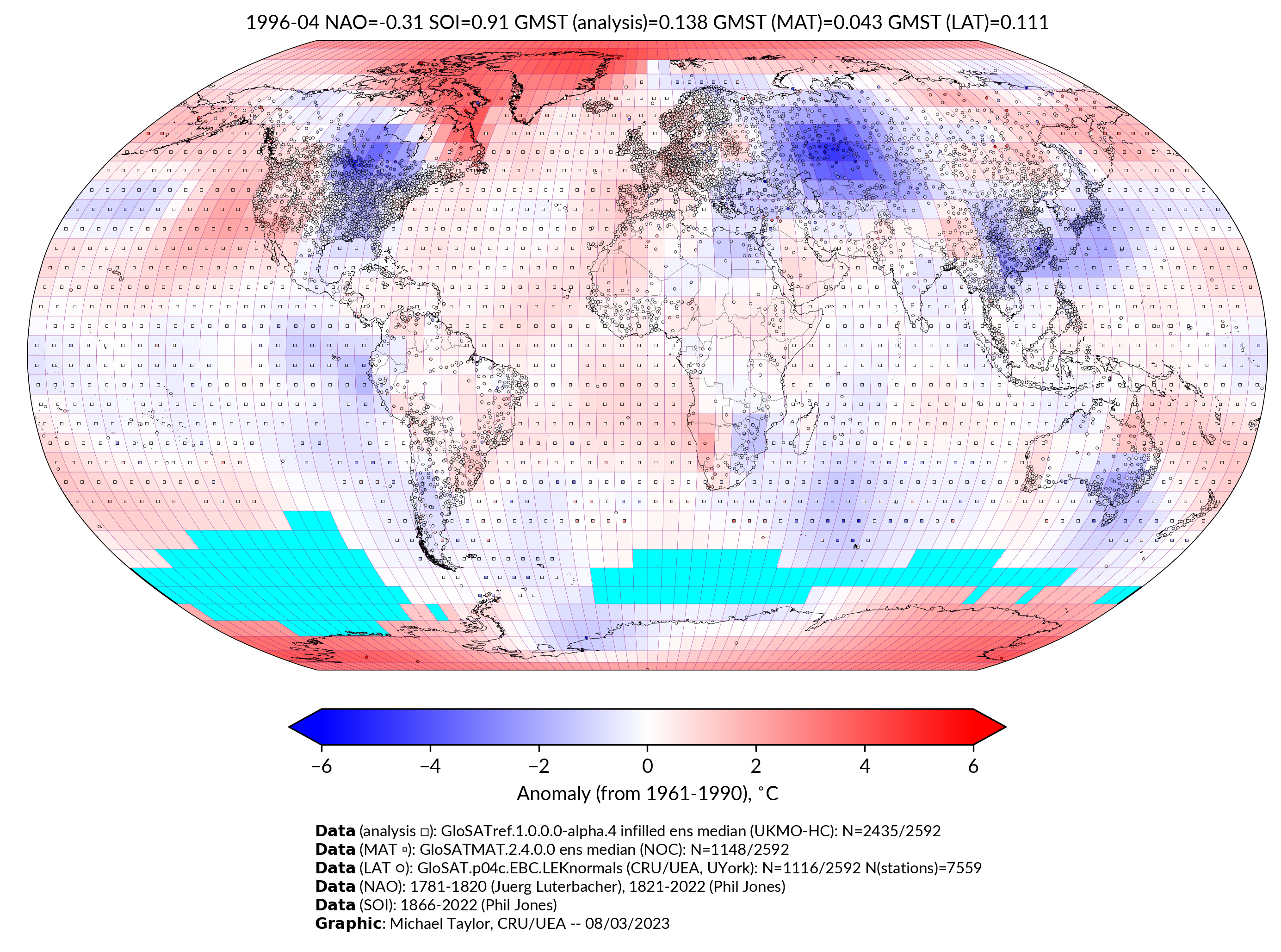 GloSAT temperature anomalies for Apr 1996