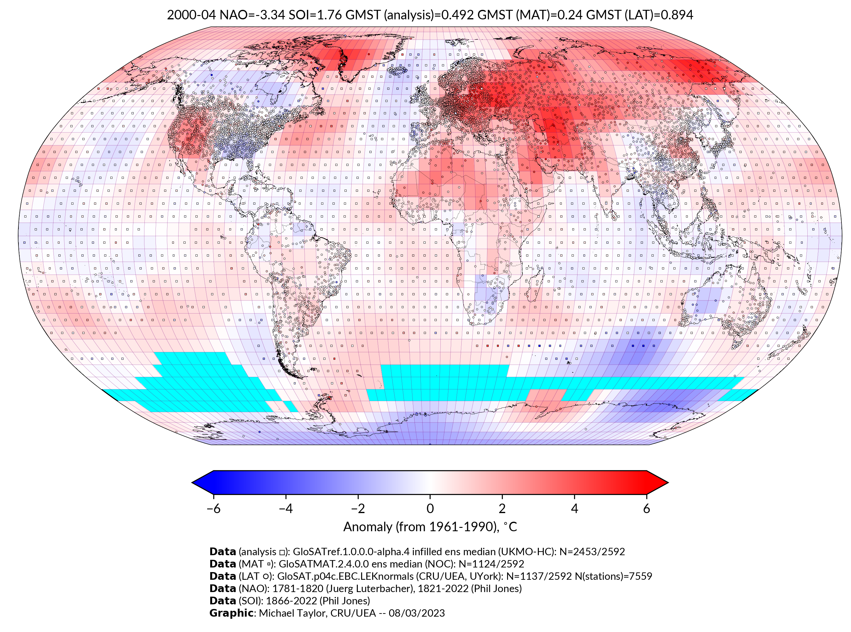 GloSAT temperature anomalies for Apr 2000