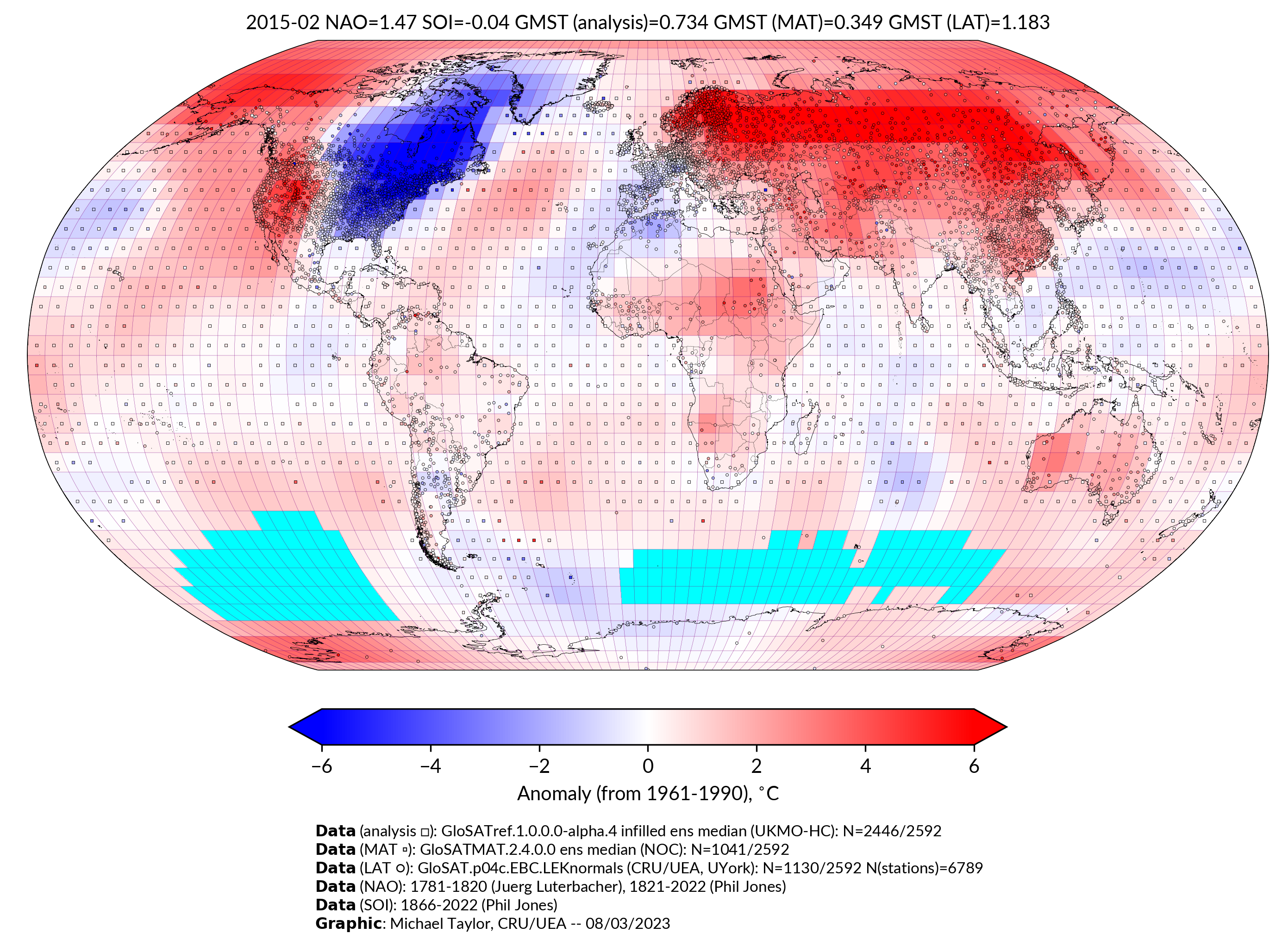 GloSAT temperature anomalies for Feb 2015