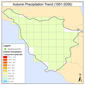 Tuscany autumn rainfall trends
